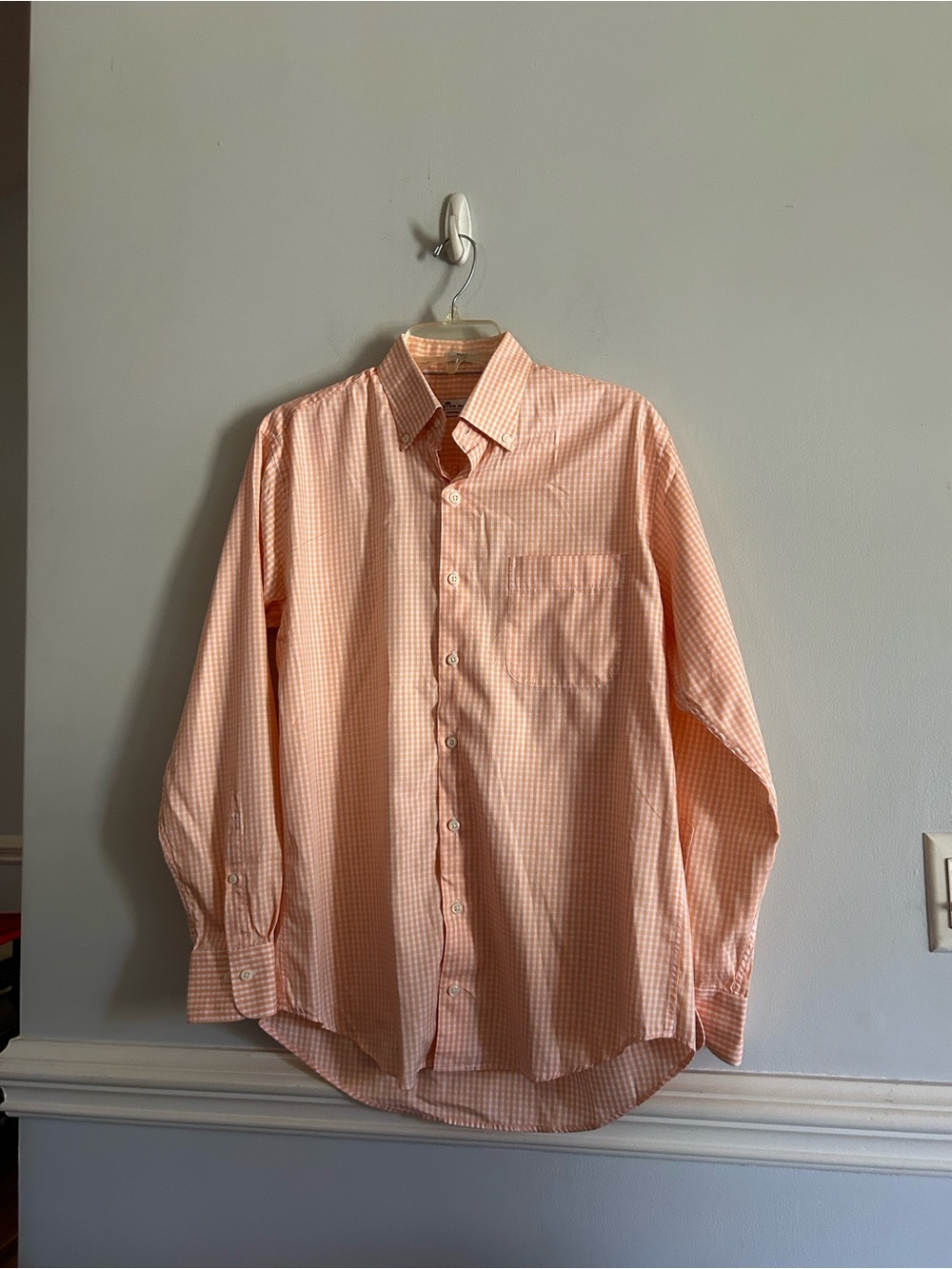 Peter Millar Peach Gingham Button-Down Shirt
